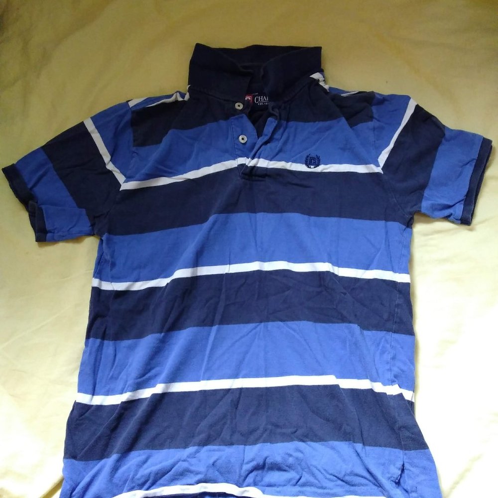 Chaps Striped Light/Dark Blue Polo, L 14/16 (Boys)